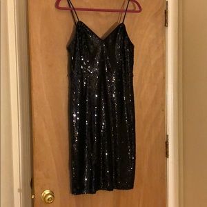 Lulus Black Spaghetti Strap Sequins Mini Dress